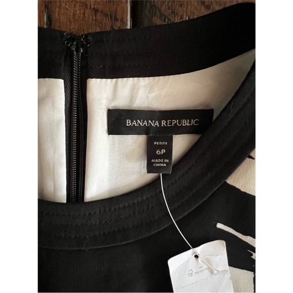 Banana Republic black and white abstract print 6 petite dress new with tags - Picture 6 of 14